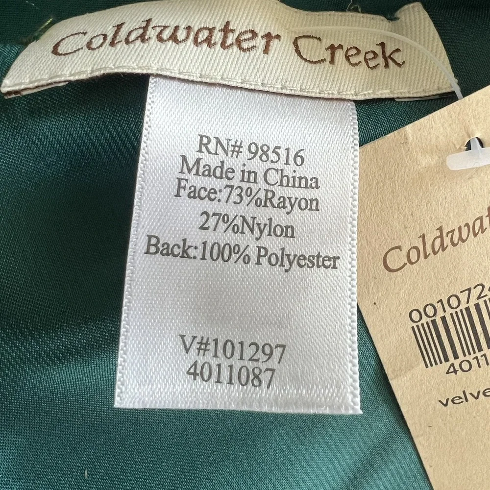 NWT Coldwater Creek‎ Green Velvet Satin Blocked Scarf Green Lots Of 2
